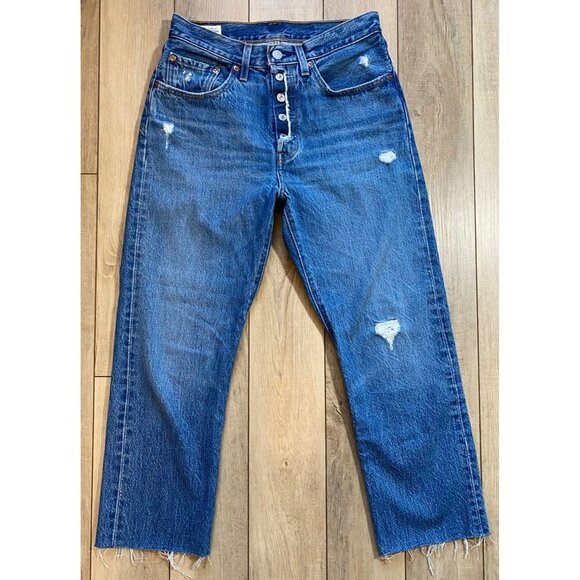 Levi's Denim - Levis 501 Exposed Button Fly Denim Jeans Dark Wash Womens 26 *READ